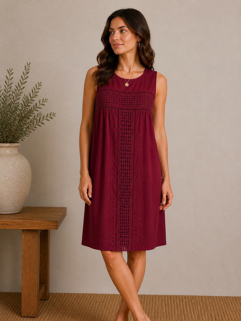 Merona Burgundy Sleeveless Midi Dress